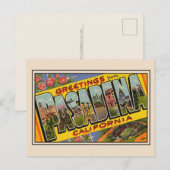 Groeten van Pasadena Vintage Huwelijkskaart Briefkaart (Voorkant / Achterkant)