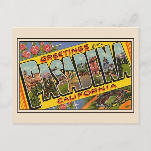 Groeten van Pasadena Vintage Huwelijkskaart Briefkaart (Voorkant)