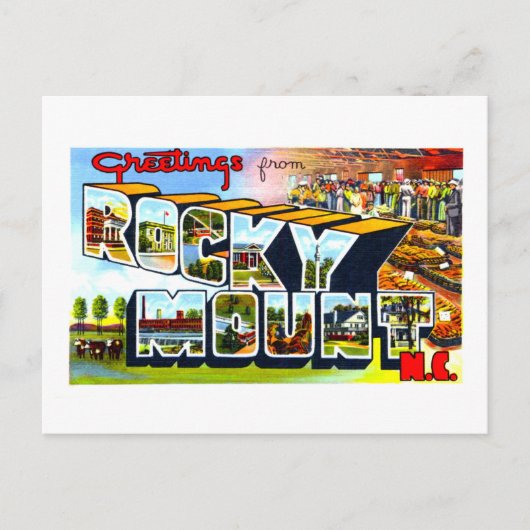  groeten van Rocky Mount, NC, Briefkaart (Voorkant)