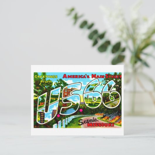 groeten van Route 66 in Missouri Briefkaart (Staand voorkant)