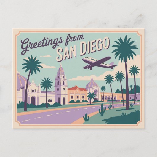 groeten van San Diego Classic Retro Briefkaart (Voorkant)