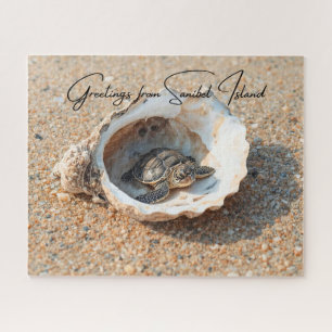 Groeten van Sanibel Island Sea Turtle in Shell Legpuzzel