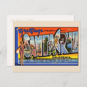 Groeten van Santa Cruz Grote Brief Vintage Briefkaart