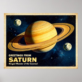 Groeten van Saturn Retro Sci-Fi Poster