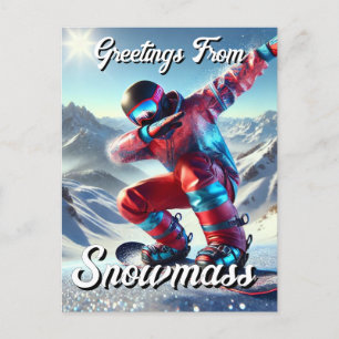 Groeten van Snowmass Dabbing Snowboarder Briefkaart