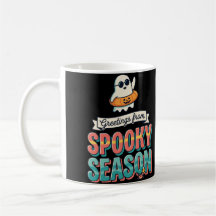 Groeten van Spooky Season Retro Geest Illustratie