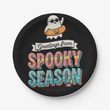 Groeten van Spooky Season Retro Geest Illustratie
