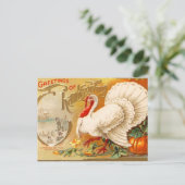 Groeten van Thanksgiving White Turkey  Feestdagenkaart (Staand voorkant)