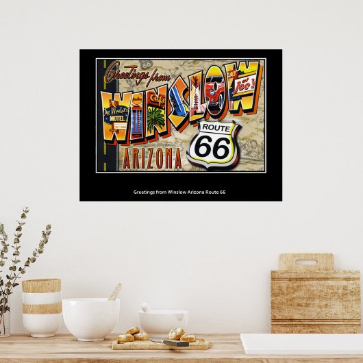 Groeten van Winslow Arizona Route 66 Poster (Keuken)