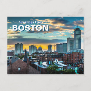 Groeten vanuit Boston City Skyline Ansichtkaart Briefkaart