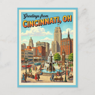 Groeten vanuit Cincinnati Ohio Fountain Square Briefkaart