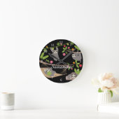 Groeven op zwarte aangepaste persoonlijke naam ronde klok (Huis)