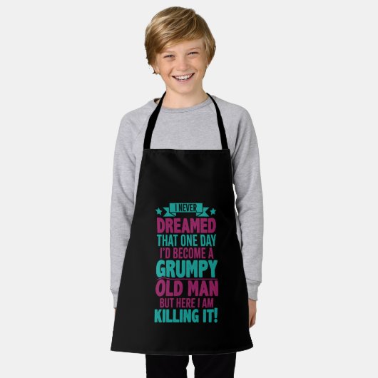 Grof ontwerp oud man schort (Gedragen)