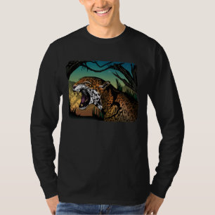 Grommende Jaguar Jungle Design – Wilde Kat Teal T-shirt