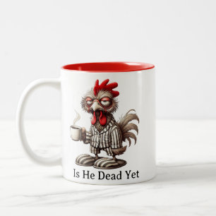 Grommige Haan Ochtend  Is Hij Al Dood Coffee Tweekleurige Koffiemok