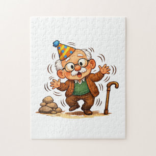Grommige opa die te snel opstaat grap legpuzzel