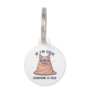 Grommige Sphynx Kat Koude Humor Cartooneske Kunst Huisdierpenning