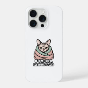 Grommige Sphynx Kat Koude Humor Cartooneske Kunst iPhone 15 Pro Hoesje