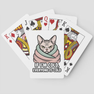 Grommige Sphynx Kat Koude Humor Cartooneske Kunst Pokerkaarten