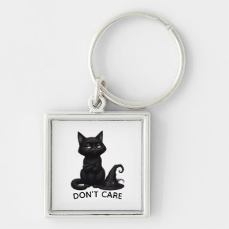 Grommige Zwarte Kat Halloween Sleutelhanger