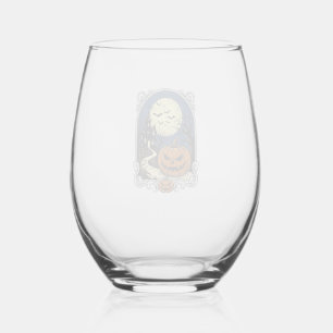 Gronddrukkerspompoen scène Vintage Halloween Vecto Wijnglas Zonder Voet