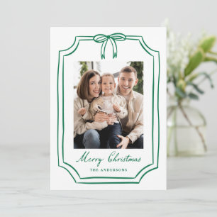 Gronde Kerst Foto met Fantasievolle Groene Strikli Feestdagenkaart