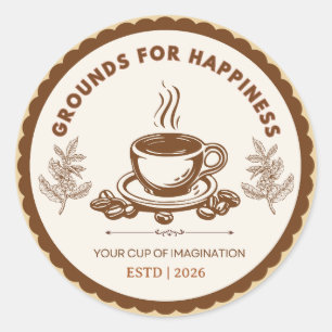 Gronden Voor Geluk Coffee Logo Ronde Sticker