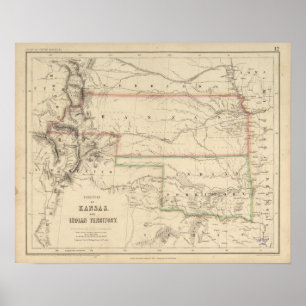 Grondgebied van Kansas en Indianen Poster
