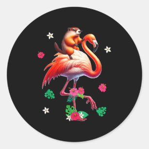 Grondhoeder die Flamingo Kostuum Familie Kinderen Ronde Sticker