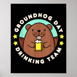 Grondhoerendag Drinkteam Funny Mannen Vrouwen Bier Poster