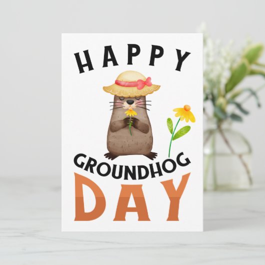 Grondhog Feestdagenkaart (Staand voorkant)