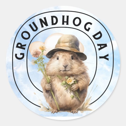 Grondhog Ronde Sticker (Voorkant)