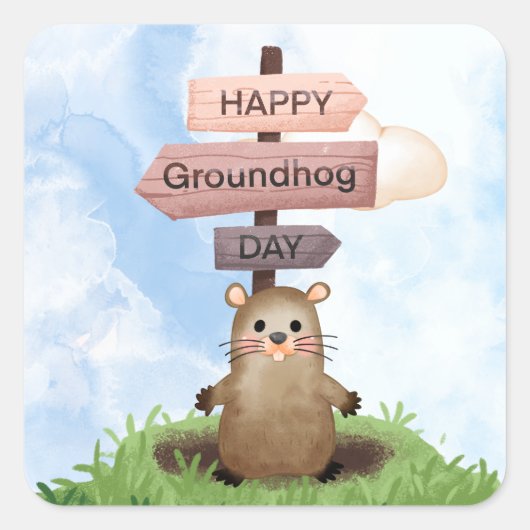 Grondhog Vierkante Sticker (Voorkant)