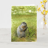 Grondhog wenskaart kaart (Gele Bloem)