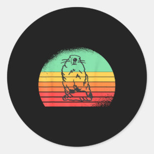 Grondhond Dag Retro Zonsondergang Grappige Bosmarm Ronde Sticker