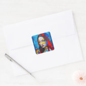 Grondig modern Mona kubistisch ontwerp Vierkante Sticker (Envelop)