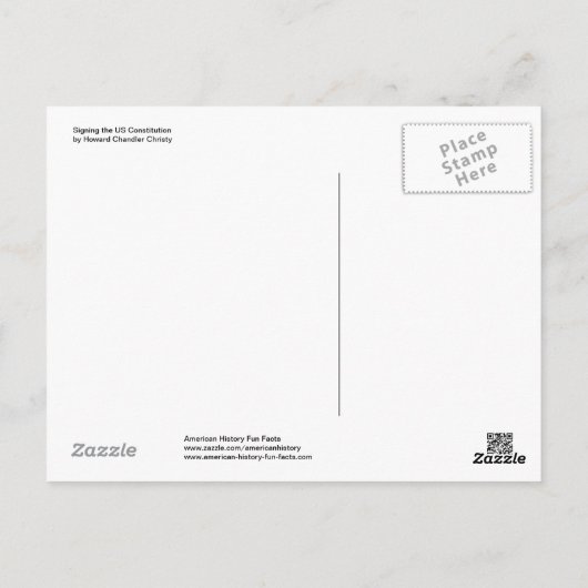 Grondleggende vaders Ondertekening van de Amerikaa Briefkaart (Achterkant)