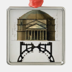 Grondplan en gevel van het Pantheon, Rome, van Metalen Ornament