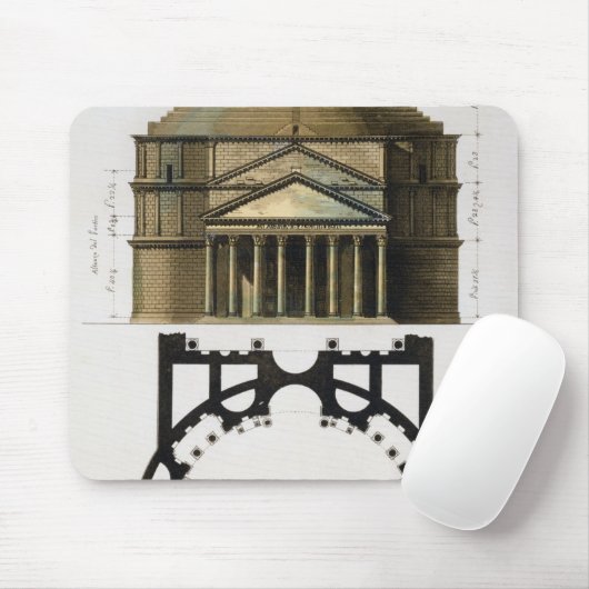 Grondplan en gevel van het Pantheon, Rome, van Muismat (Met muis)