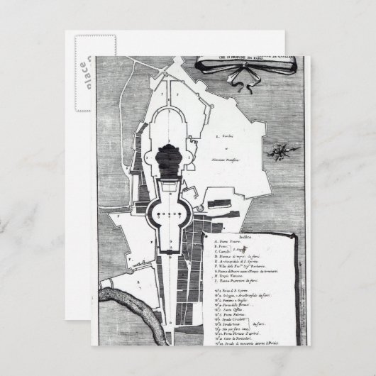 Grondplan van het Vaticaan in Rome Briefkaart (Voorkant / Achterkant)