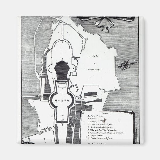 Grondplan van het Vaticaan in Rome Magneet (Voorkant)