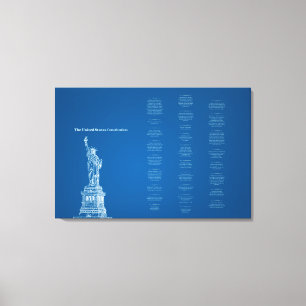 Grondwet van de Verenigde Staten Blauw en Standbee Canvas Afdruk