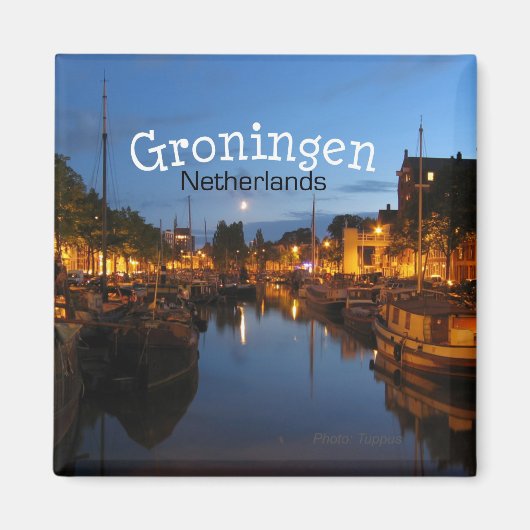 Groningen Pays-Bas scène de nuit Frigo Magnet (Devant)
