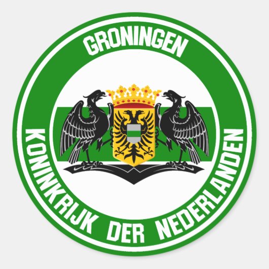Groningen Round Emblem Ronde Sticker (Voorkant)