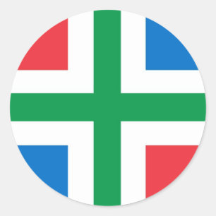 Groningen Vlag Nederland Ronde Sticker
