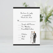 Groom and Groom Menu Weddenschap RSVP Classic Whit (Staand voorkant)