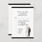 Groom and Groom Menu Weddenschap RSVP Classic Whit (Voorkant / Achterkant)