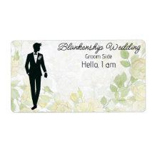 Groom Art Floral Achtergrond Label Naam Tag