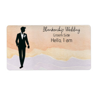 Groom Art Waterverf Achtergrond Label Naam Tag