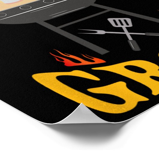 Groom BBQ Grill Roker en Barbecue Chef Poster (Hoek)